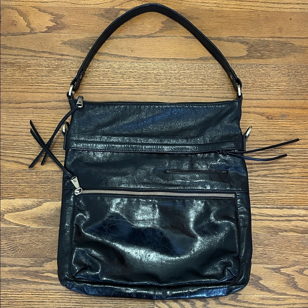 Hobo Black Leather Shoulder Bag Large Minimalist Classic Travel Work Tote - Picture 11 of 16